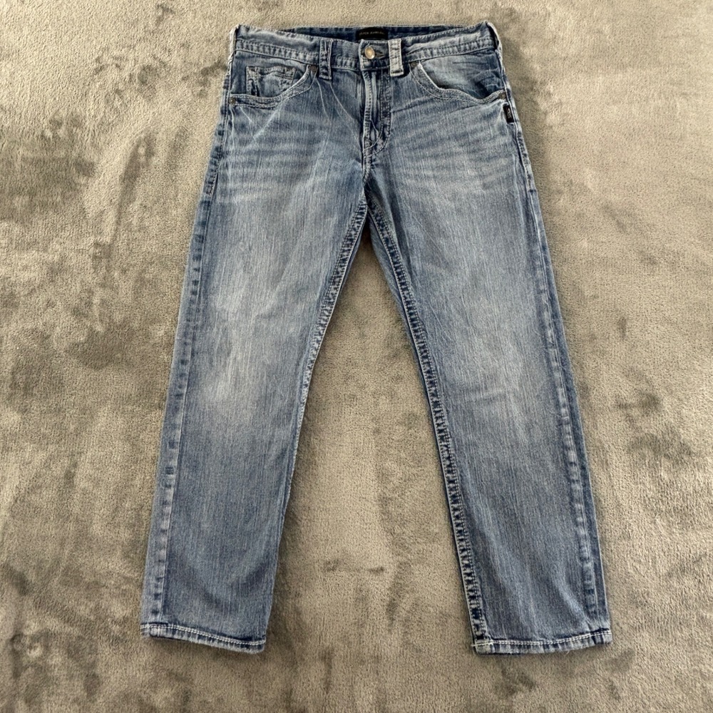 Silver‎ Jeans Eddie Relaxed Fit Tapered Leg Mens 32x30 Light Wash Stretch Denim